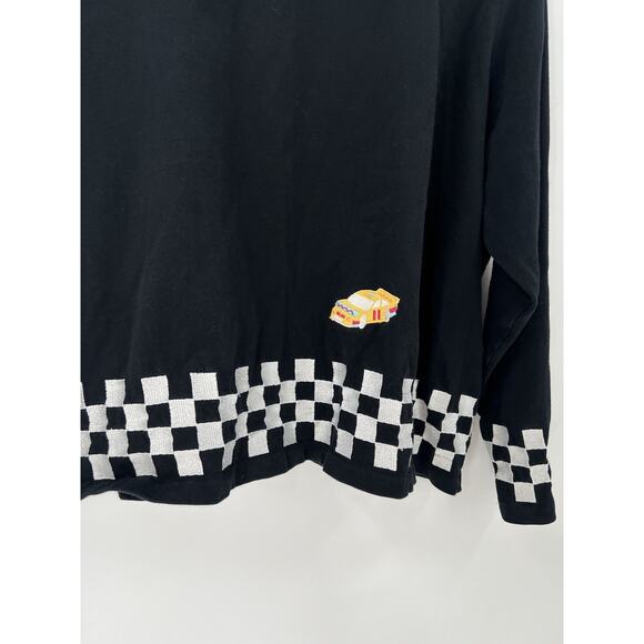 Michael Simon Lite Jacket Womens Medium Black Racecar Racing Flag Cars Buttons - Picture 10 of 16